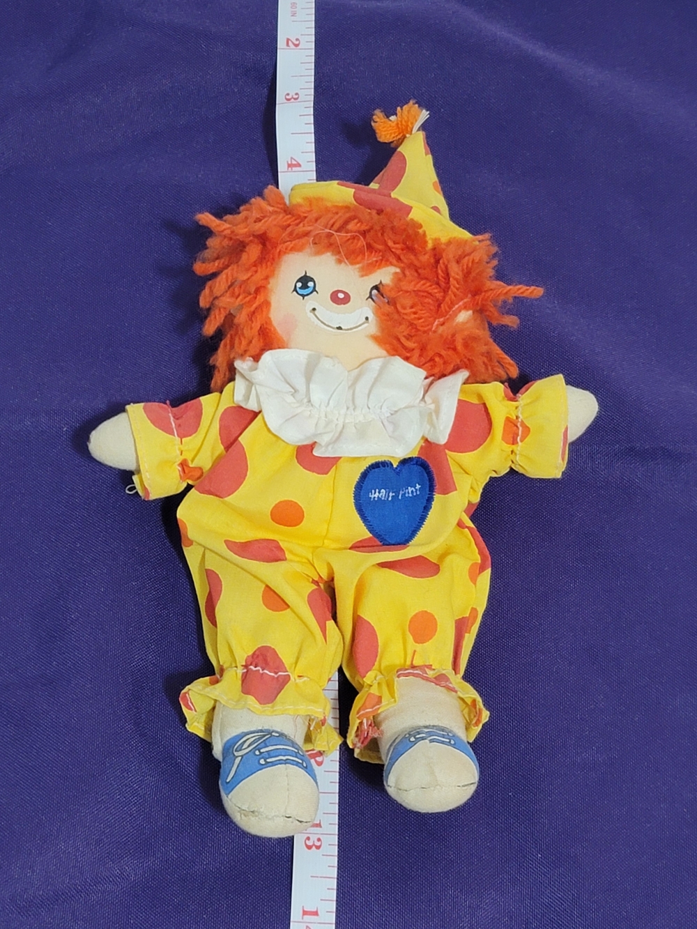 Knickerbocker Orange-Haired Clown Plush Doll in Yellow Polka Dot Outfit